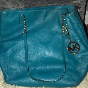 Aqua Michael Kors chain tote